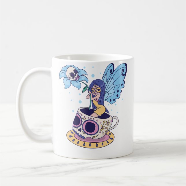 Caneca De Café Fairy Sugar Skull Mug Butterfly Tea Pot Witch Magi (Esquerda)