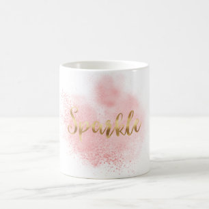 Caneca De Café Faísca cor-de-rosa Dourado chamativo do encanto
