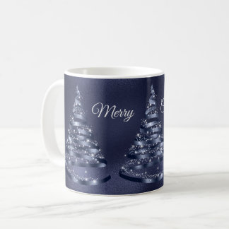 Caneca De Café Faísca de Árvore Azul Brilhante de Natal