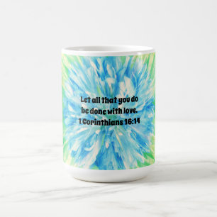 Caneca De Café Faith Blue Flower Bíblia Verse Love Mug