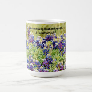 Caneca De Café Faith Bluebonnets Flor Scripting Faith Mug