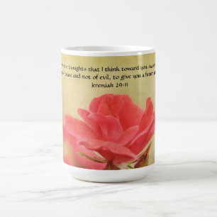 Caneca De Café Faith Bonito Rosa e Bíblia Verse Mug