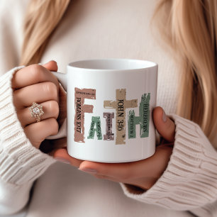 Caneca De Café Faith Christian Cross Bíblia Verse