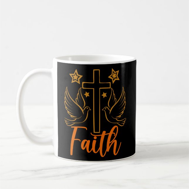 Caneca De Café Faith, Christian Dove Cross (Esquerda)