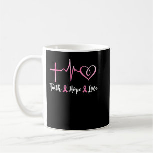 Caneca De Café Faith Hope e Love Christian Breast Cancer Awaren