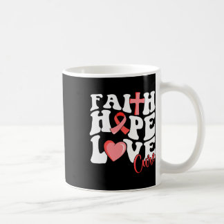 Caneca De Café Faith Hope Love Cure Burgundy Friso Célula Falsifo