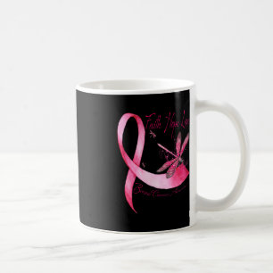 Caneca De Café Faith Hope Love Dragonfly Pink Ribbon Breve Cance
