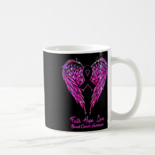 Caneca De Café Faith Hope Love Wings Breve Cancer Consciência Ros