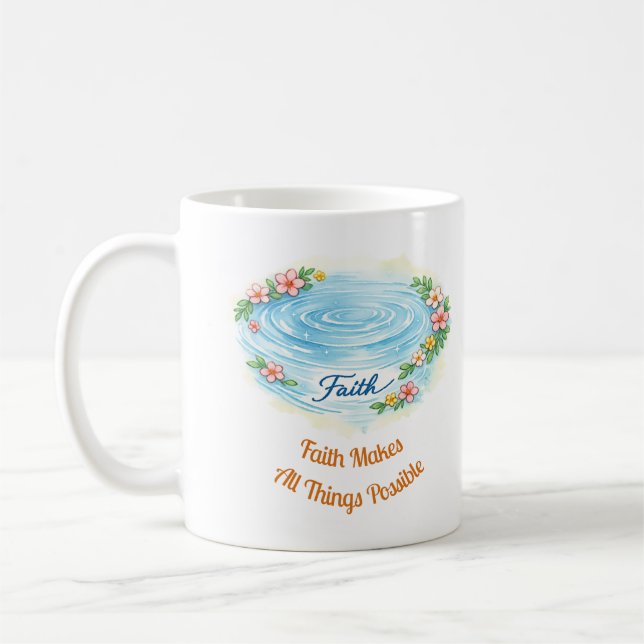 Caneca De Café Faith Water Ripple Flowers Easter Christian Mug (Esquerda)