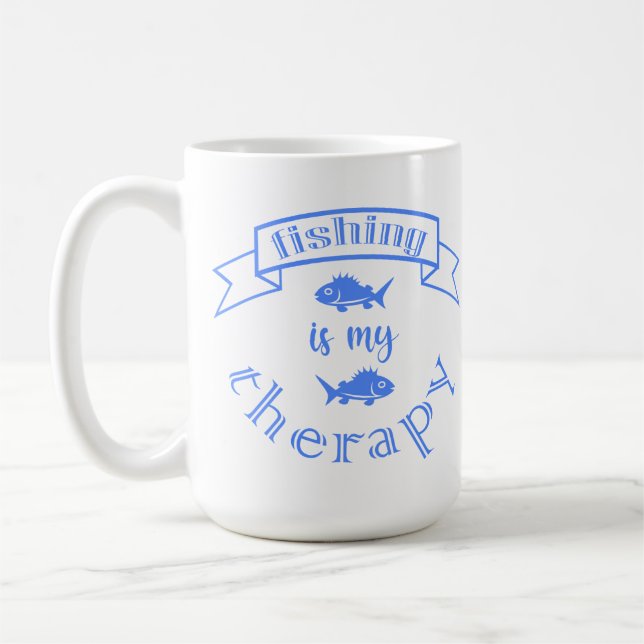 Caneca De Café Faixa de banner cita Caça submarina é minha terapi (Esquerda)