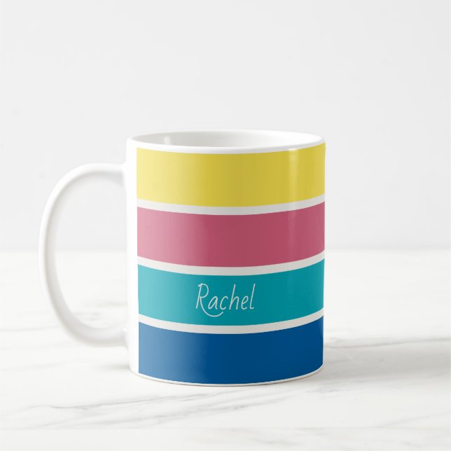 Caneca De Café Faixa de Bloqueio de Paleta de Cores Feliz (Esquerda)
