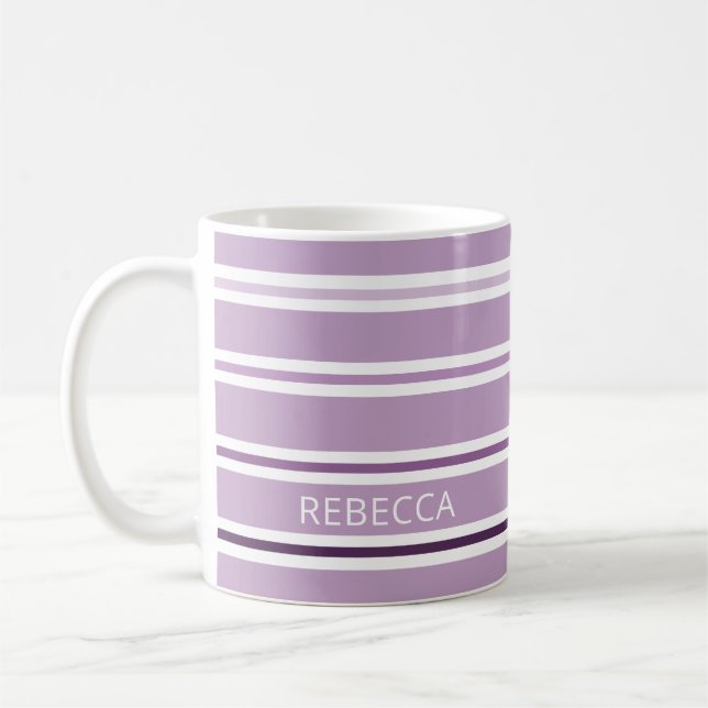 Caneca De Café Faixa de tons roxos modernos personalizada (Esquerda)