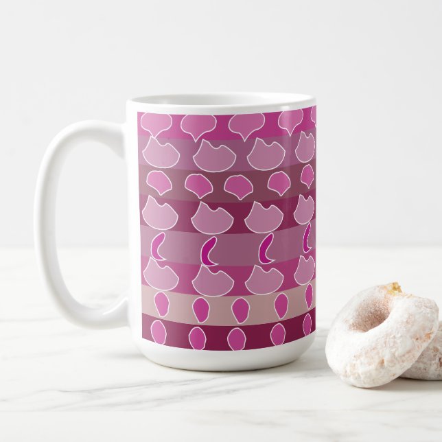 Caneca De Café Faixa Floral Rosa (Com Donut)