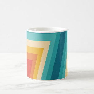 Caneca De Café Faixa Retroativa Colorida - Design de 70, 80