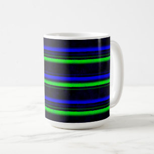 Caneca De Café Faixa Verde Azul Preta