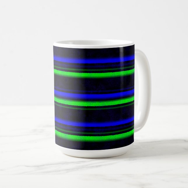 Caneca De Café Faixa Verde Azul Preta (Frente Esquerda)
