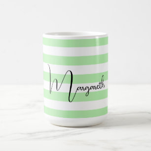Caneca De Café Faixa Verde Pastel Personalizada