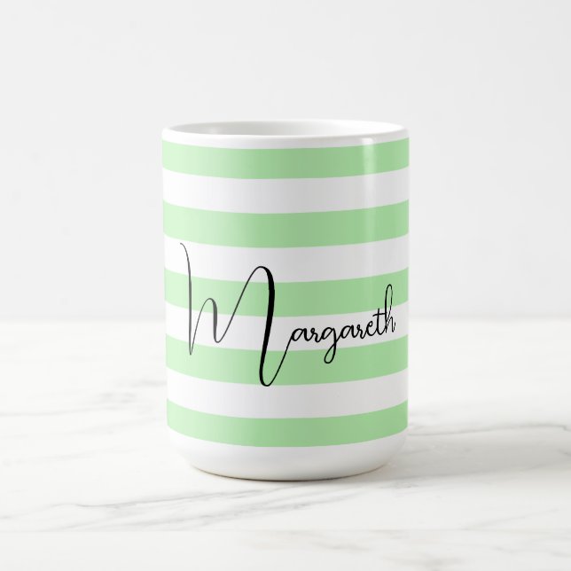 Caneca De Café Faixa Verde Pastel Personalizada (Centro)