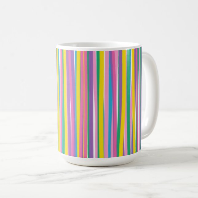 Caneca De Café Faixa Vertical Brilhante de Verão (Frente Esquerda)