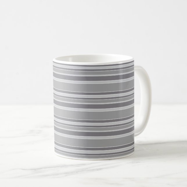 Caneca De Café faixas de cinza (Frente Esquerda)