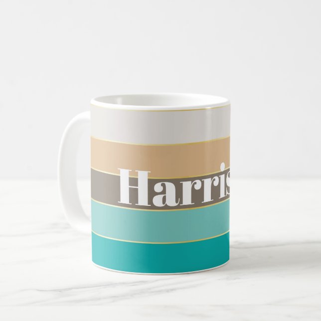Caneca De Café Faixas de Cores de Verão Personalizadas (Frente Esquerda)