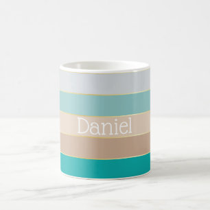 Caneca De Café Faixas de Cores de Verão Personalizadas