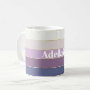 Caneca De Café Faixas de Cores Personalizadas de Verão Douradas R