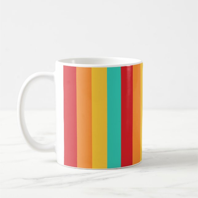 Caneca De Café Faixas Verticais Multicoloridas (Esquerda)