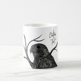 Caneca De Café Falcão Peregrino em Ramais de Árvore com Escrita M