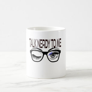 Caneca De Café Fale Comigo Com Os Óculos De Geek Piscando Os Olho