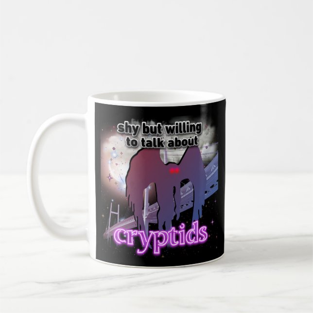 Caneca De Café Fale Sobre Críptidos Engraçado Pé Grande Mothman (Esquerda)