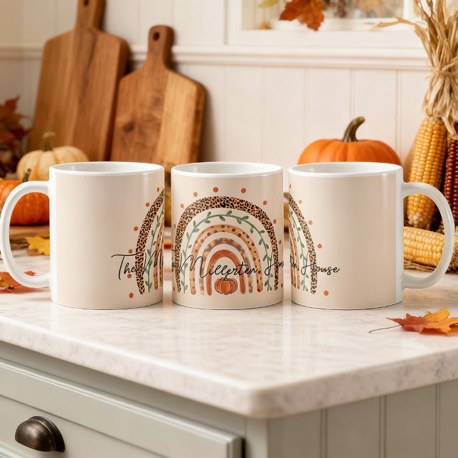Caneca De Café Fall Autumn Rainbow (fall rainbow pumpkin mug)