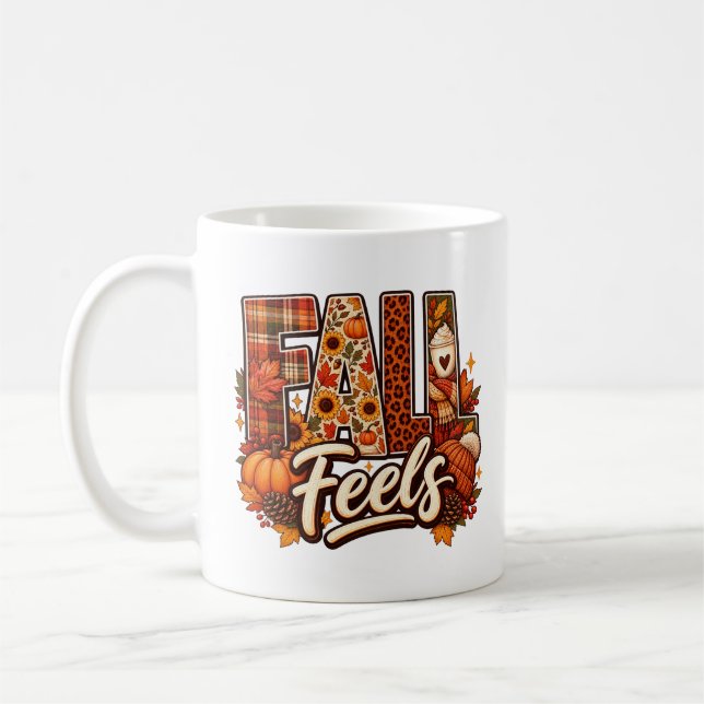Caneca de Café Fall Feels | Caneca de Outono com T (Esquerda)