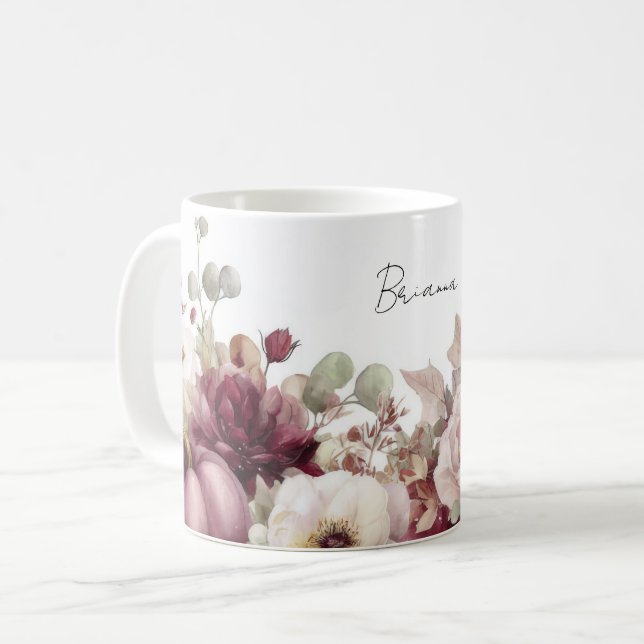 Caneca De Café Fall Mug com Bombas e Flores (Frente Esquerda)