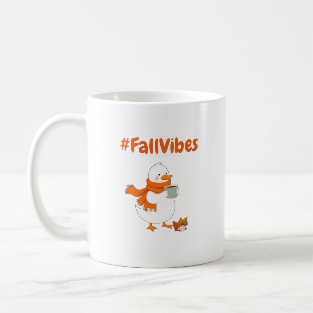 Caneca De Café Fall Vibes Mug - Cute Duck Coffee Design de outono (Esquerda)