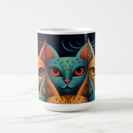 Caneca De Café Família Cat Colorida Whimsical 2c
