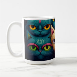 Caneca De Café Família Cat Whimsical Colorful 1