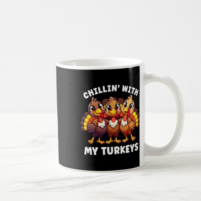 Caneca De Café Família De Ação De Graças Chillin Com Meus Perus E (Direita)