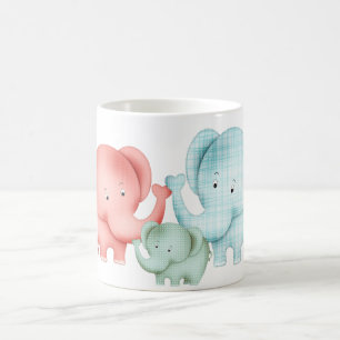 Caneca De Café Família De Elefantes Mãe Pai E Bebê