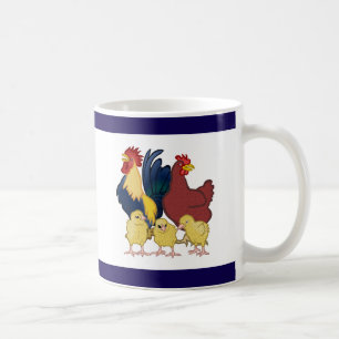 Caneca De Café Família de fazendas - Rooster, Hen e Pintinhos