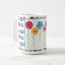 Caneca De Café Família de Flores (6 nomes)