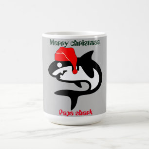 Caneca De Café família de natal de tubarão, personalize personali