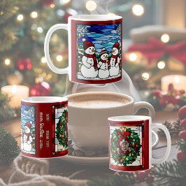 Caneca De Café Família de Neve Vidro Policromado Falso
