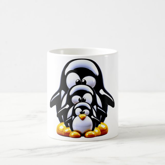 Caneca De Café Família de Pinguins Empilhados  (Centro)