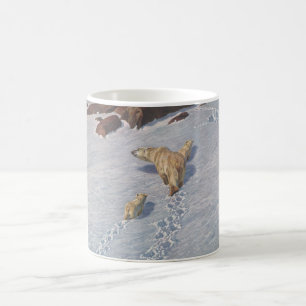 Caneca De Café Família de Ursos Polares na Neve Ártica