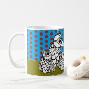Caneca De Café Família e Bolinhas de aves