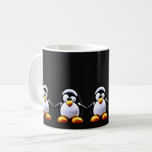 Caneca De Café Família Engraçada de Pinguins (Frente Esquerda)
