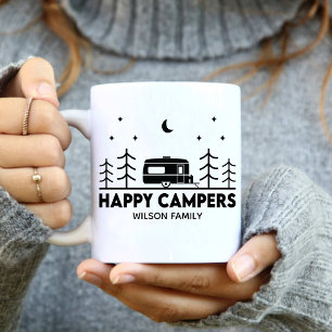Caneca De Café Família Feliz Campers Nome minimalista Trendy