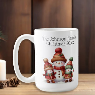 Caneca De Café Família Festiva de Boneco de Neve