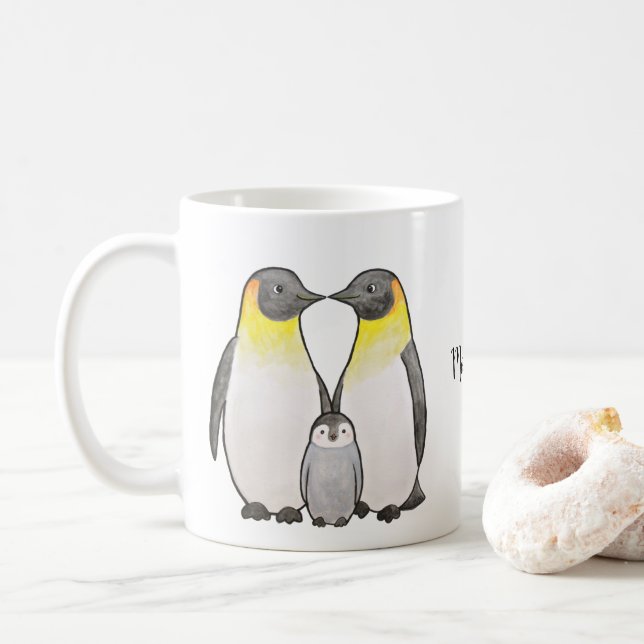 Caneca De Café Família Imperador Pinguim Pinguins pinguins cúpulo (Com Donut)